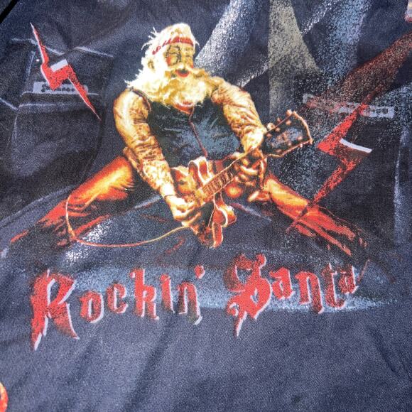 Country Christmas Santa Rock music long sleeve button down shirt men size XL AOP - Picture 2 of 7